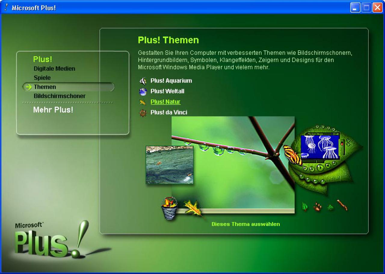 [29/08/2003] 5) XP Plus! Die Desktop-Themen, die im Internet meist frei verfügbar sind, können locker mit Microsofts Plus-Aufguss mithalten. 