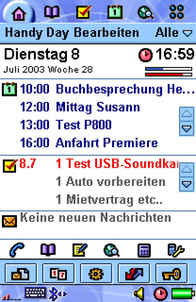 [19/09/2003] Das P800 verfügt über einen Aufgabenplaner.