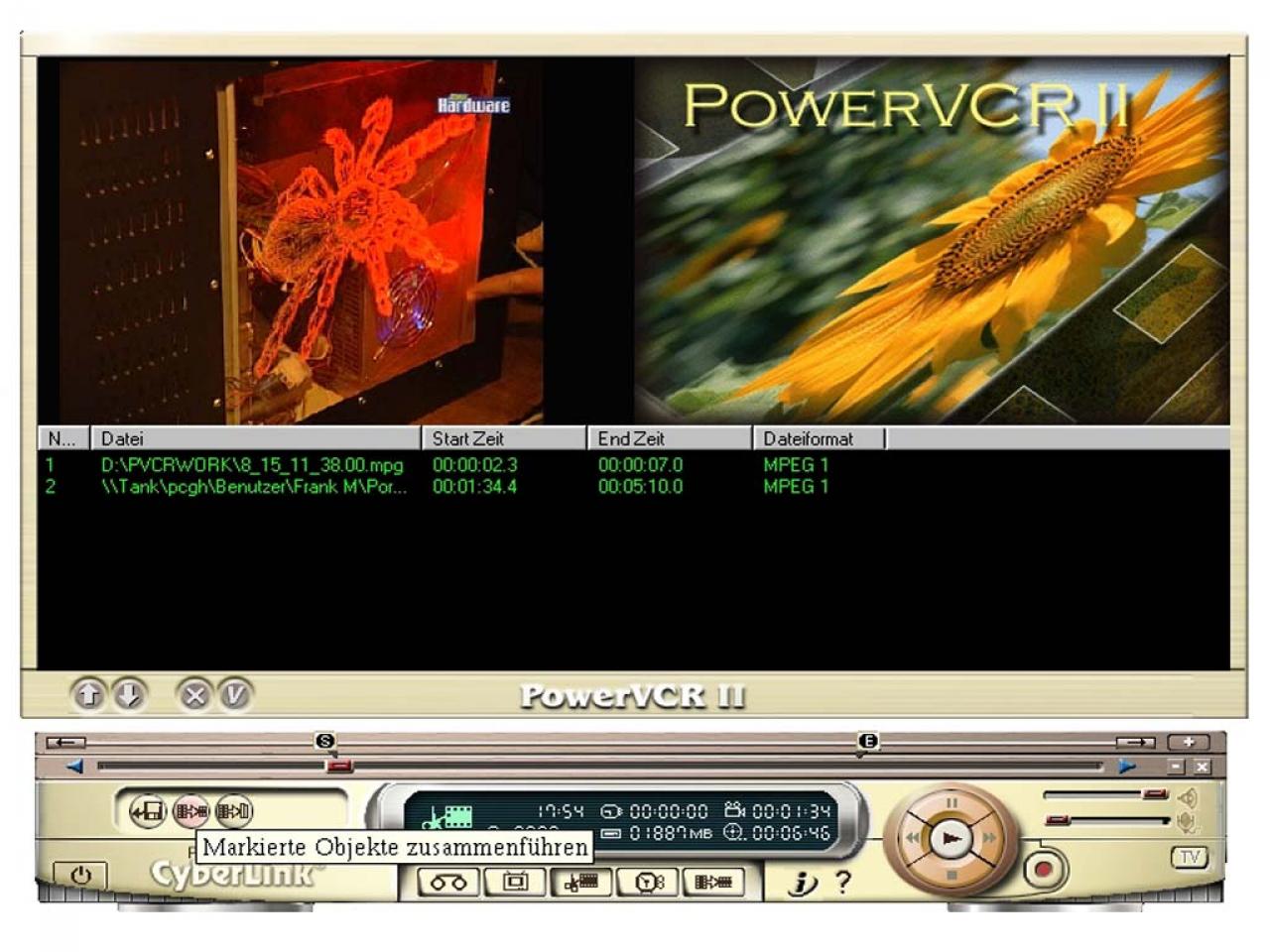 [24/10/2003] Schritt 2) Die rudimentären Videoschnittfunktionen im Editor optimieren den Film für das Archivieren oder Brennen. 