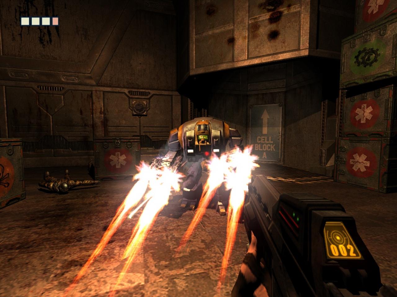 [18/10/2004] 2004 - The Chronicles of Riddick: Escape from Butcher Bay: Auch der Mann mit den Shiny Eyes kann sich in der Sprache OpenGL mit der Grafikkarte unterhalten.
