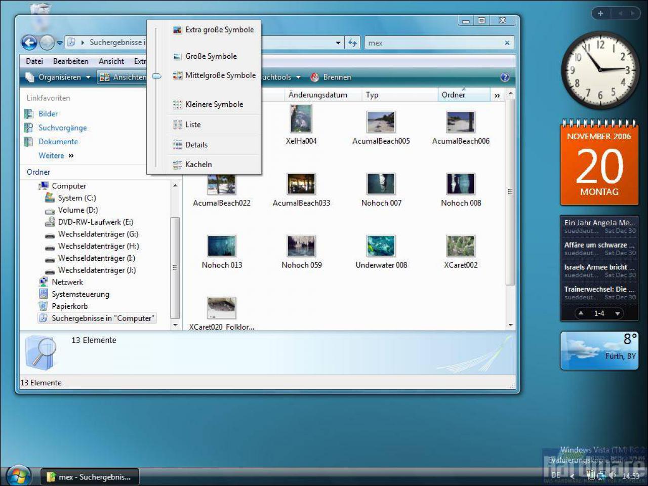 [24/11/2006] Preview-Ansicht der Suchergebnisse.