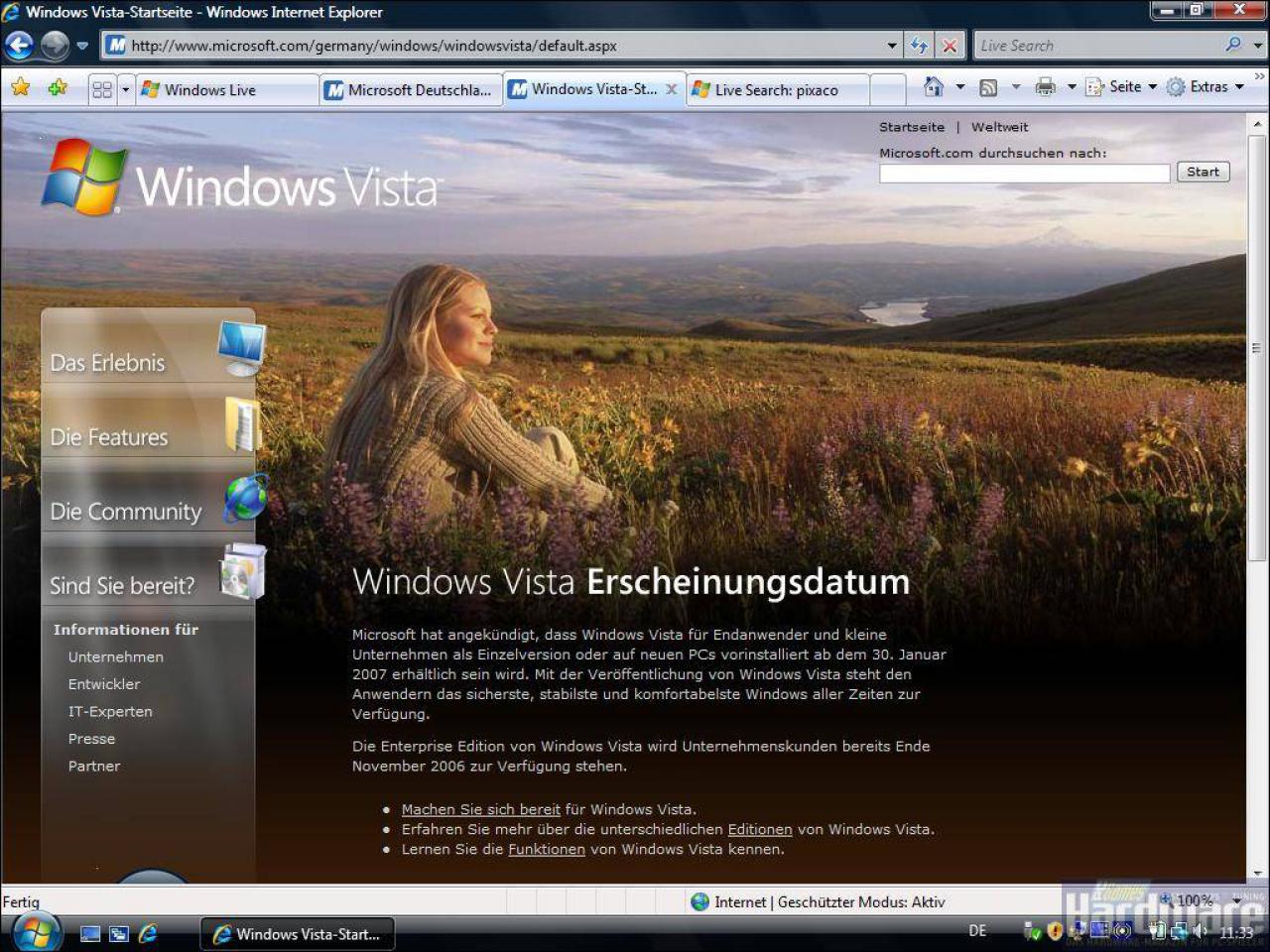 [24/11/2006] Vista-Homepage