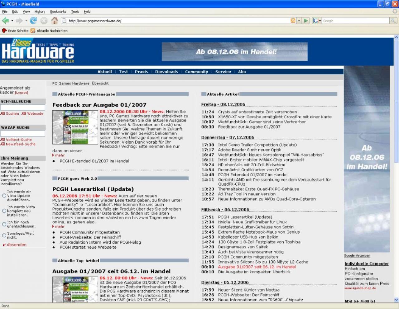 [08/12/2006] Der kommende Firefox 3.0 - natürlich Vista kompatibel