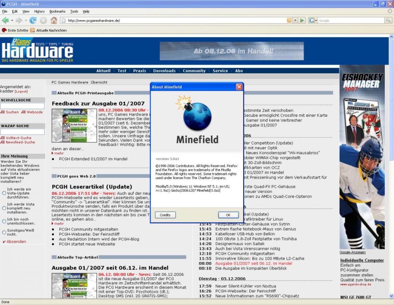 [08/12/2006] Der kommende Firefox 3.0 - natürlich Vista kompatibel