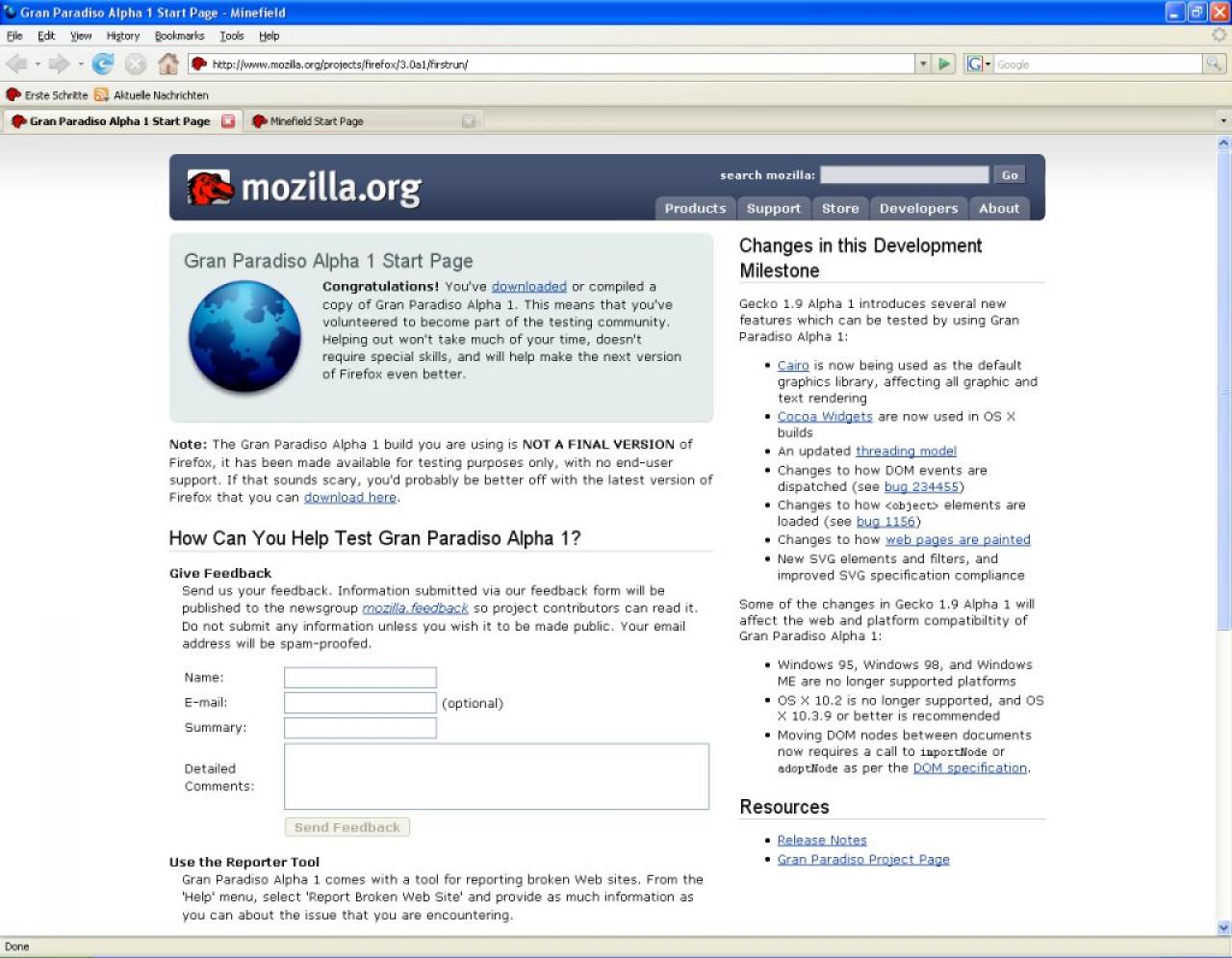 [08/12/2006] Der kommende Firefox 3.0 - natürlich Vista kompatibel