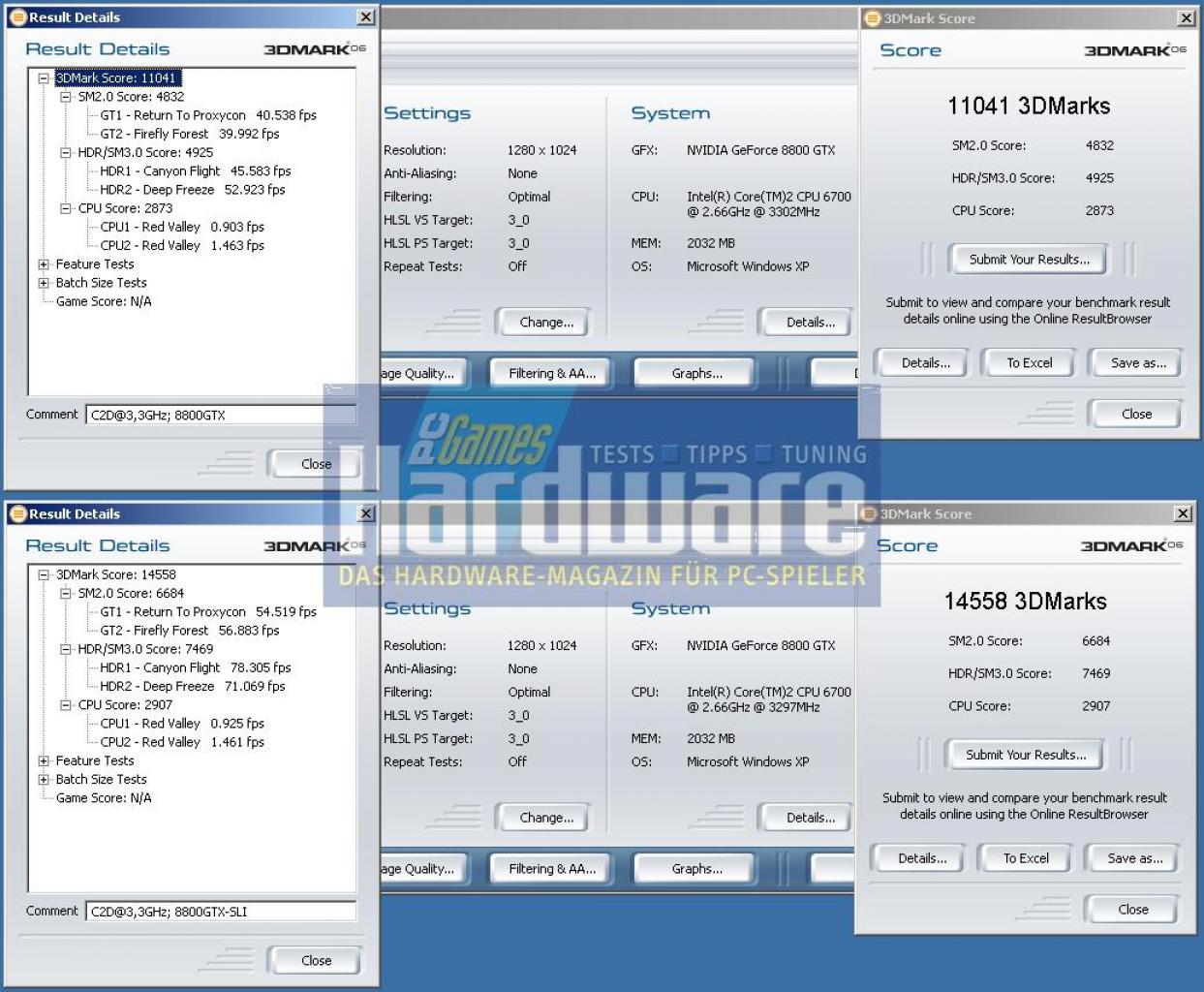 [12/12/2006] Der 3DMark06 Einzelkarte und SLI in default-Auflösung