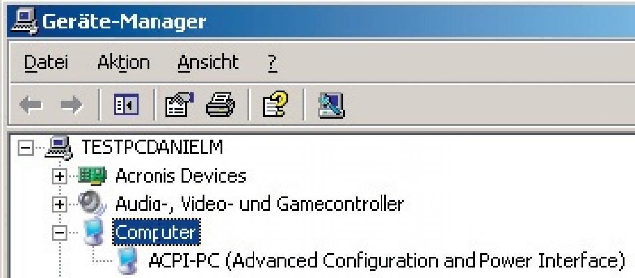 [04/01/2007] Geräte-Manager: Wenn unter 