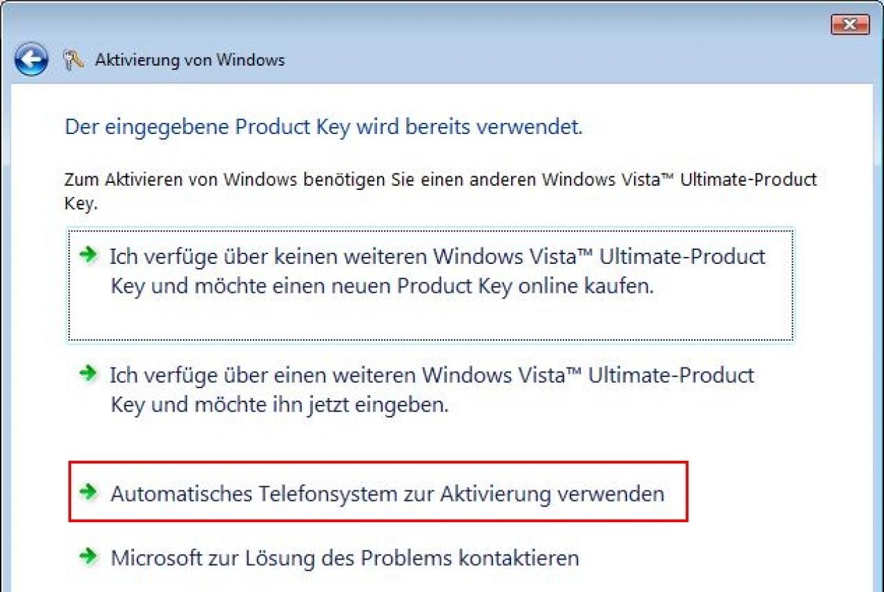 [02/02/2007] Per Telefon bekommen wir eine neue Aktivierungs-ID mitgeteilt