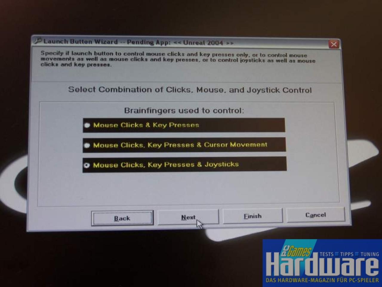 [20/03/2007] Konfigurations-Software: Welche Tasten sollen mit den Gedanken gesteuert werden?