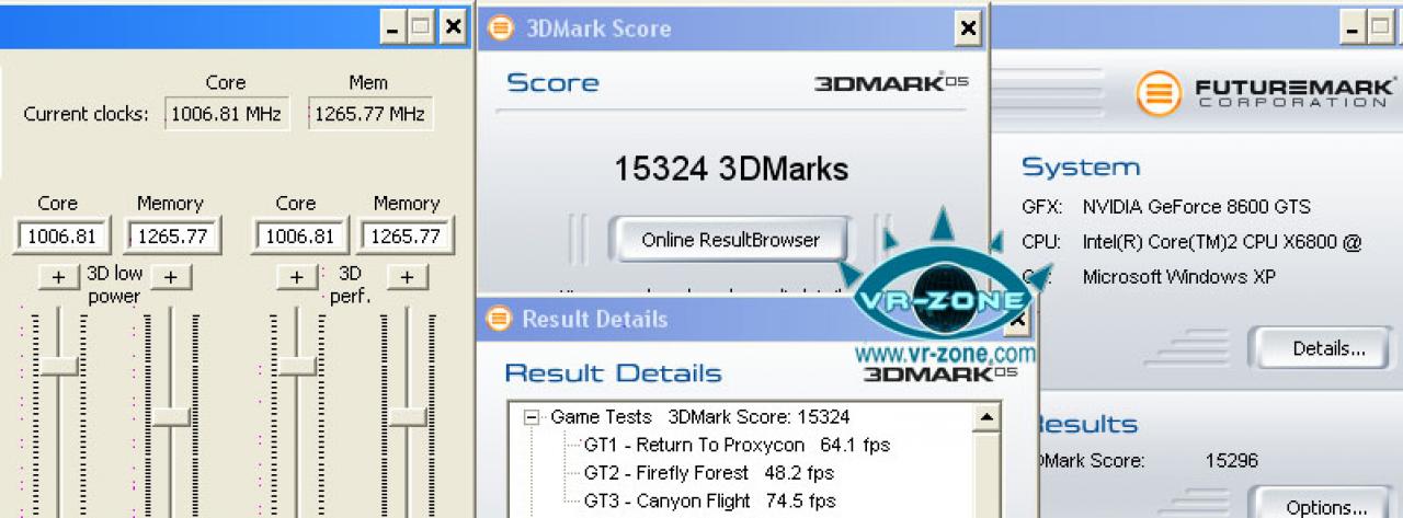 [03/04/2007] Über 15.000 Punkt eim 3DMark 2006. Quelle: VR-Zone