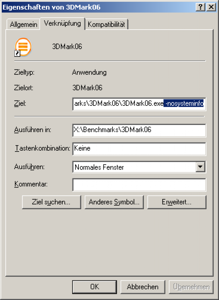[30/04/2007] So muss der Startparameter aussehen, um den Start des Benchmarks deutlich zu beschleunigen