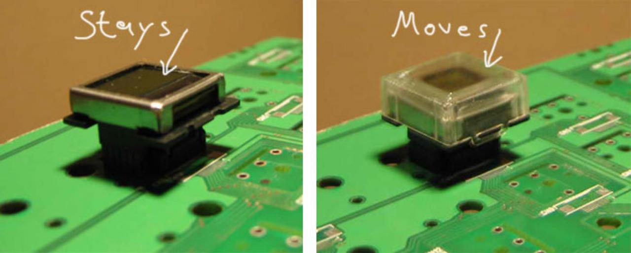 [28/04/2007] Das Key Design beinhaltet, dass der Teil mit dem Display fest ist, während der transparente Teil beweglich ist.