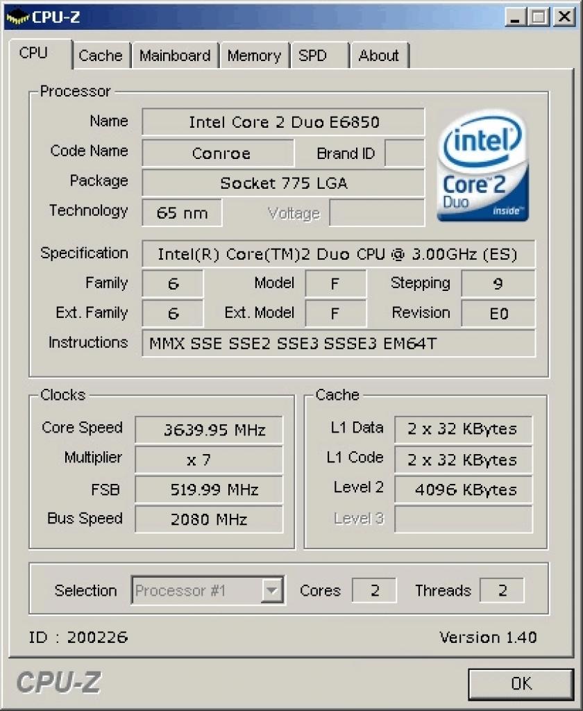 [23/05/2007] Quelle: CPU-Z Über 1 GHz auf dem DDR3-Speicherbus.