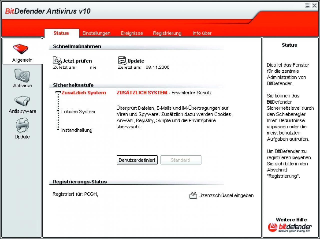 [11/06/2007] Bitdefender Antivirus v10: Screenshot