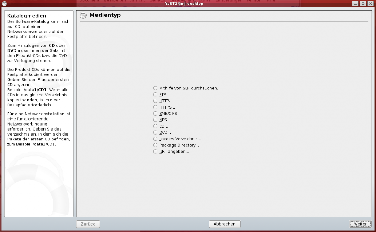[29/06/2007] Wählen Sie den korrekten Typ. Tipp: Meistens liegen Sie mit HTTP richtig, seltener mit FTP und ganz selten mit einer der anderen Varianten
