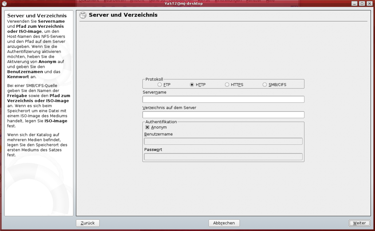 [29/06/2007] Im anschließenden Fenster können Sie noch das Protokoll festlegen, den Servernamen eingeben sowie den Pfad auf dem Server bestimmen