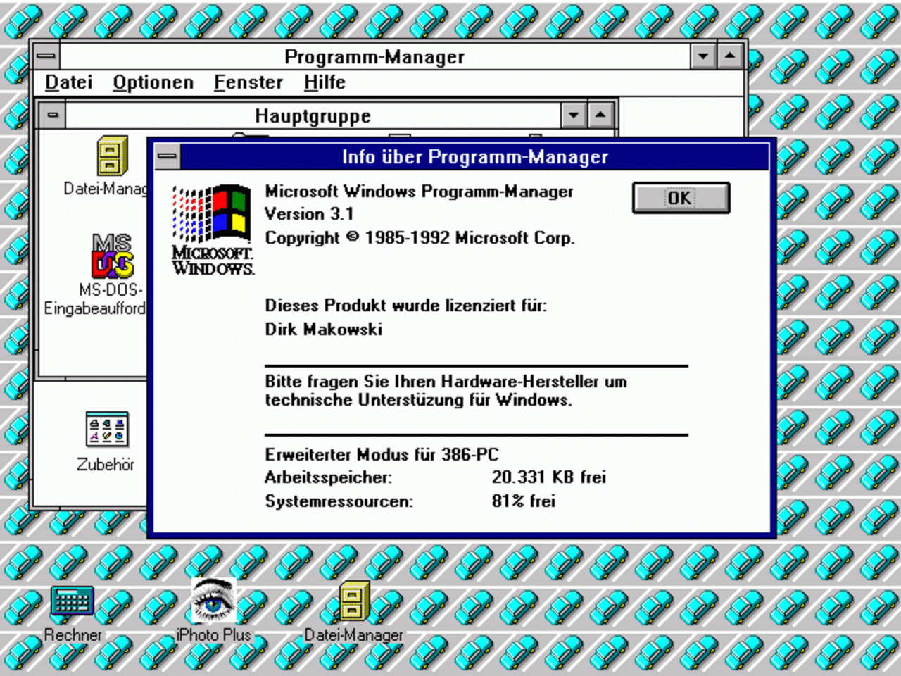 [09/07/2007] Windows 3.1x (1992): Kleiner Versionssprung, große Wirkung. Dieses Windows verhalf Microsoft zum Siegeszug. Jetzt gab es SVGA-Grafik und echte Soundkartenunterstützung. Von Windows 3.1x waren mehrere Versionen im Umlauf. (Bild: winhistory.de)