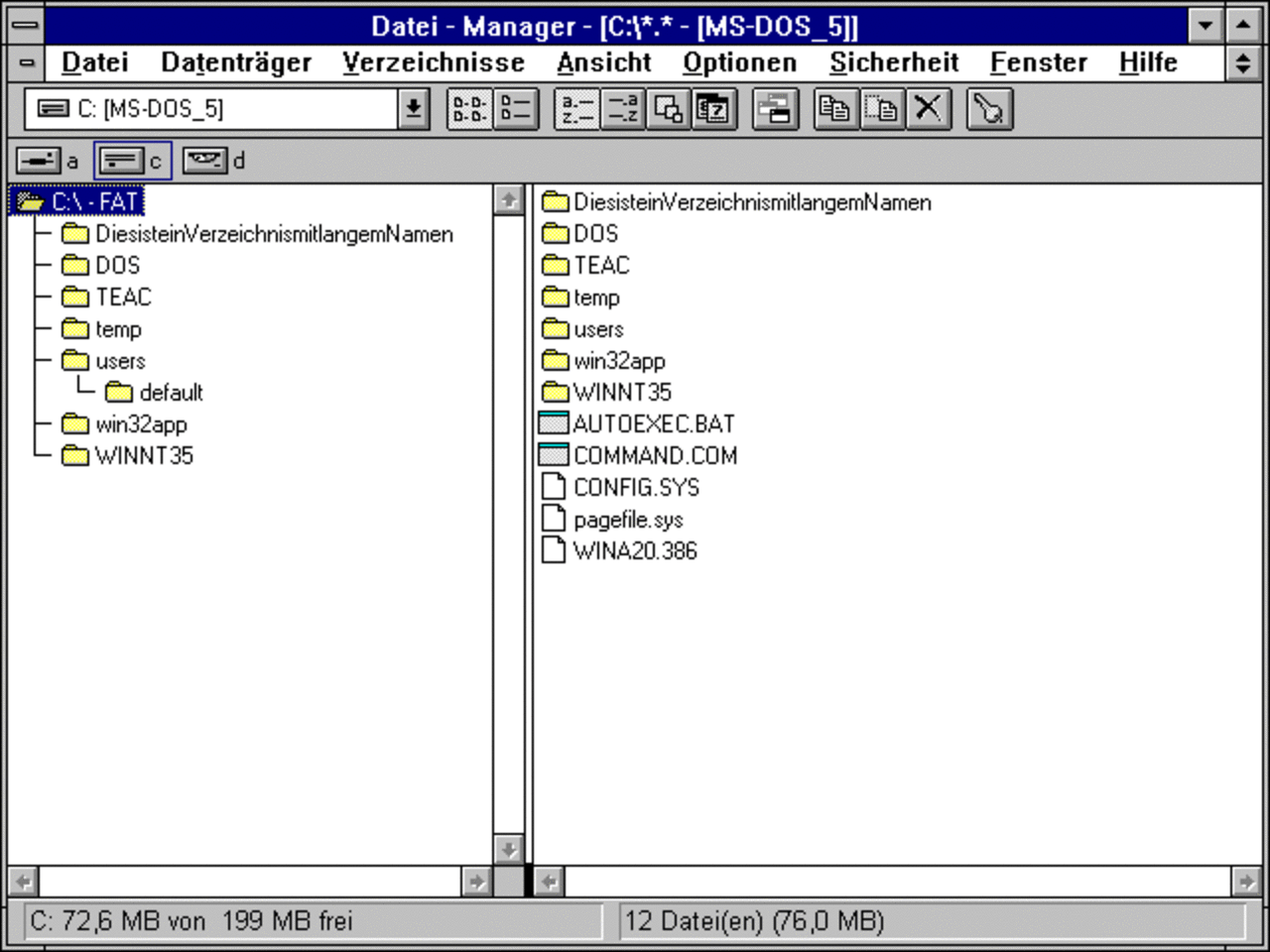 [09/07/2007] Windows NT 3.5x (1994/1995): In der Version 3.5 wurden Stabilität und Ressourcenbedarf enorm verbessert. In Version 3.51 wurde nochmals Feintuning betrieben. Darüber hinaus ist diese Version in der Lage, Windows-95-Programme auszuführen. (Bild: winhistory.de)
