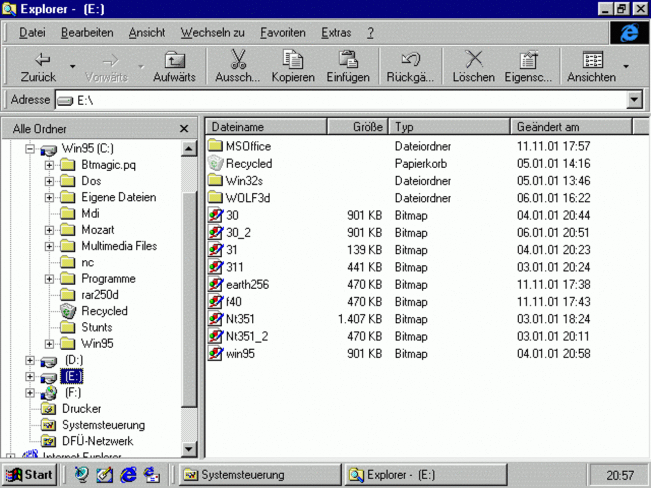 [09/07/2007] Windows 95 (1995): Chicago war was erste 32-Bit-OS für Heimanwender. Es ist die Mutter des Desktops und führte das Startmenü ein. Es erschienen drei Ableger, Windows 95 A, dass ein Service Pack enthielt, und Windows 95 B, das USB-Unterstützung ermöglichte und mit FAT32 ein neues Dateisystem mitbrachte. Windows 95 C (1997) ermöglichte bessere Internet-Unterstützung. (Bild: winhistory.de)
