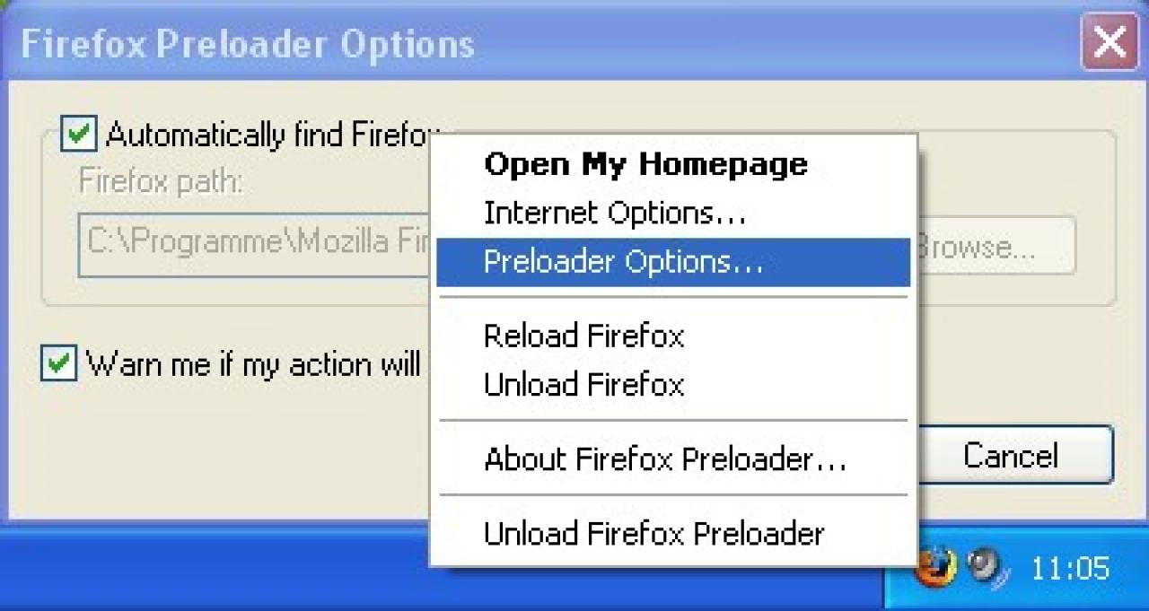 [16/07/2007] Start beschleunigen: Um den Start zu beschleunigen, werden mit diesemTool schon während des Bootvorgangs Firefox-Daten geladen. (Bild: PCGH)