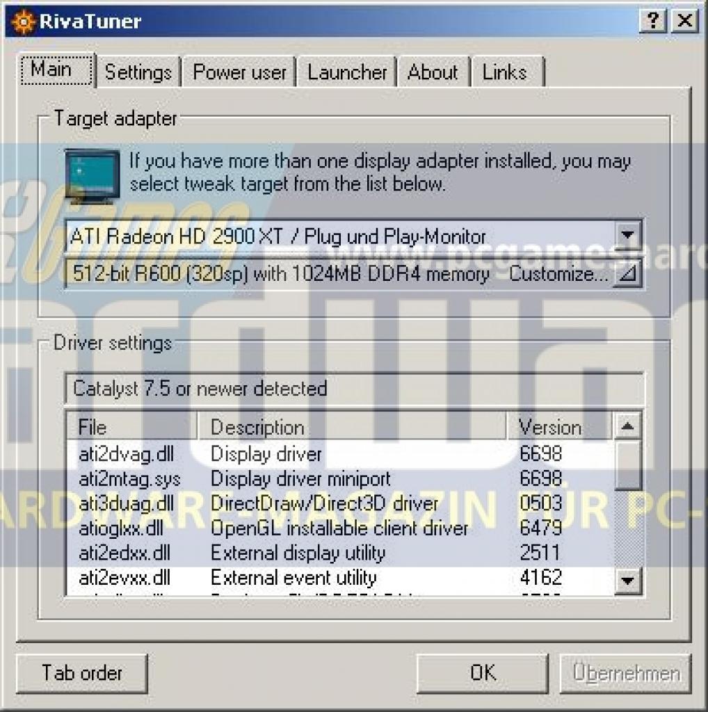 [27/07/2007] Rivatuner-Anzeige (Bild:PCGH)