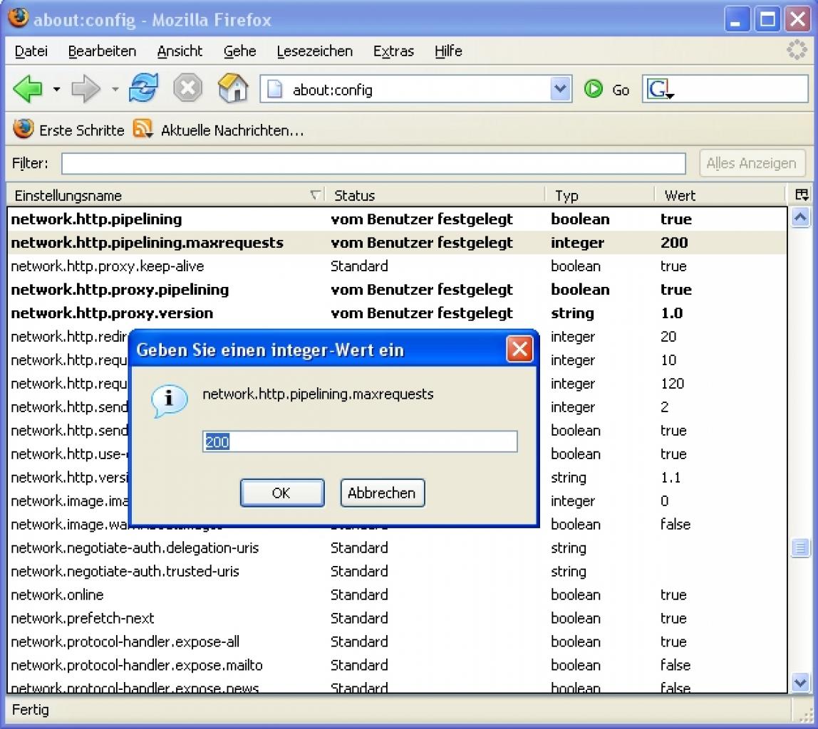 [18/07/2007] Tipp 6: Standardmäßig können Sie nur zwei Downloads gleichzeitigtätigen. Hier können Sie diese Begrenzung aufheben. (Bild: PCGH)