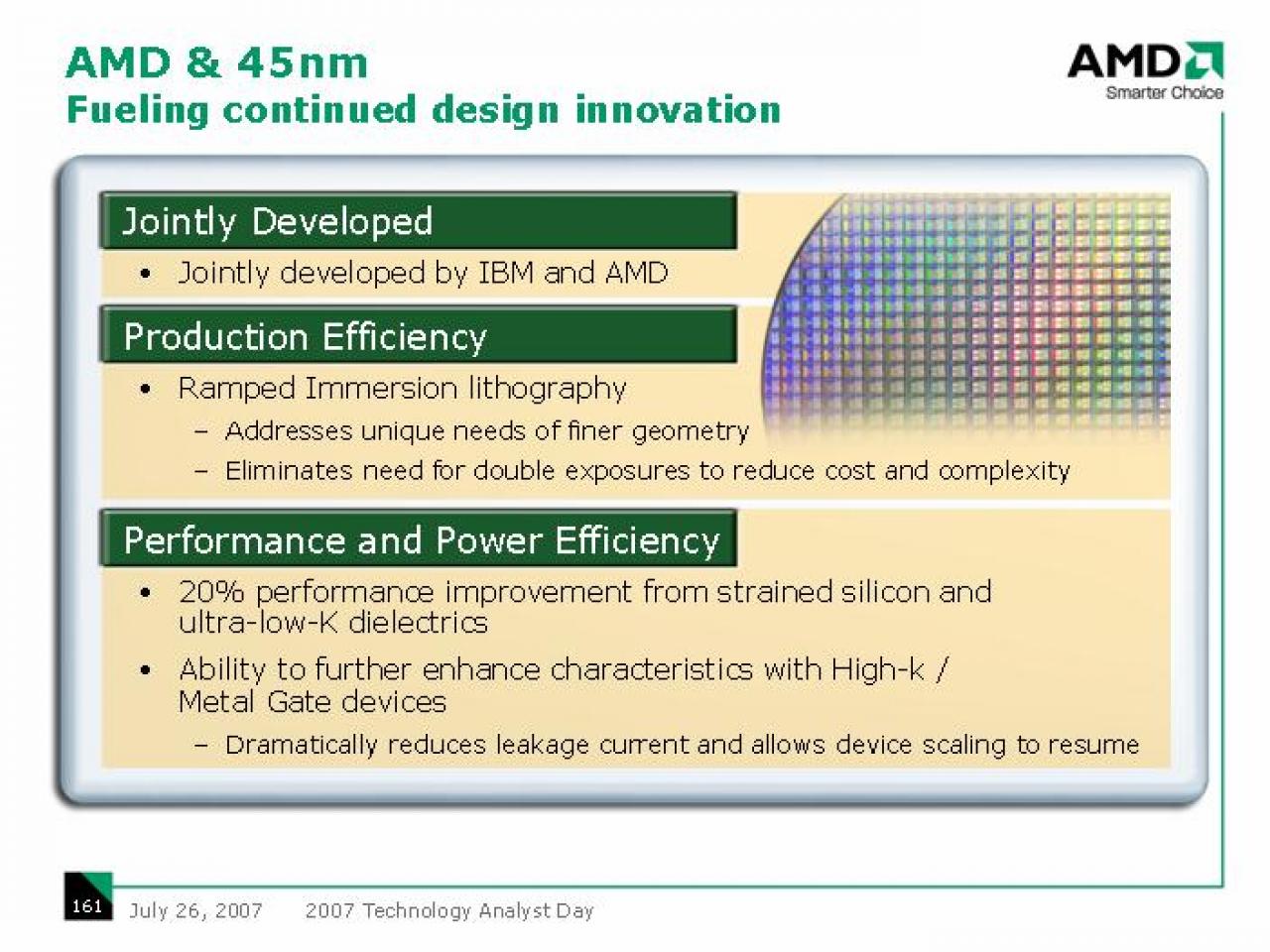 [27/07/2007] Den 45-Nanometer-Prozess entwickelt AMD gemeinsam mit IBM (Bild: AMD)