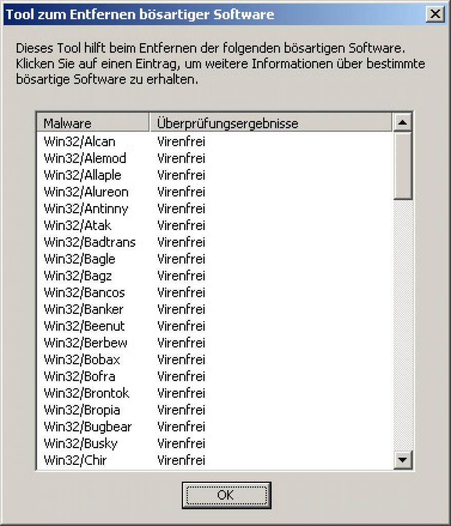 [14/08/2007] Microsoft® Windows®-Tool zum Entfernen bösartiger Software (KB890830)