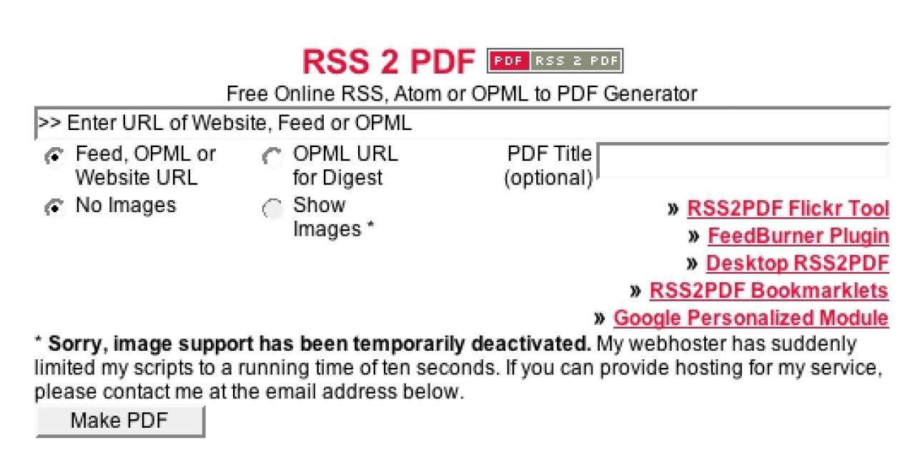 [16/08/2007] Trick 9: Wer kein PDF-Converter am Rechner installiert hat sollte Doc2PDF oder RSS2PDF ausprobieren. Link: http://www.pdfonline.com/index.htm (Bild: lifehackers.com)