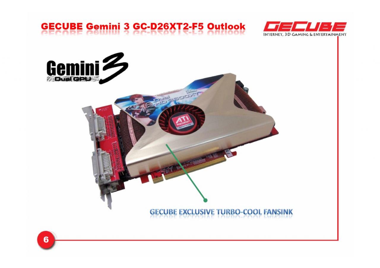 [06/09/2007] Gecube Radeon HD 2600 XT Gemini 3 (2007) mit 2x HD-2600-XT mit insgesamt 512 oder 1.024 MiByte VRAM