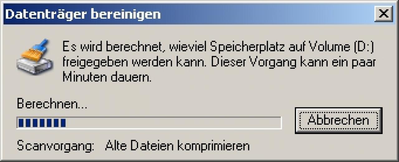 [10/09/2007] Die mögliche Platzeinsparung wird berechnet.