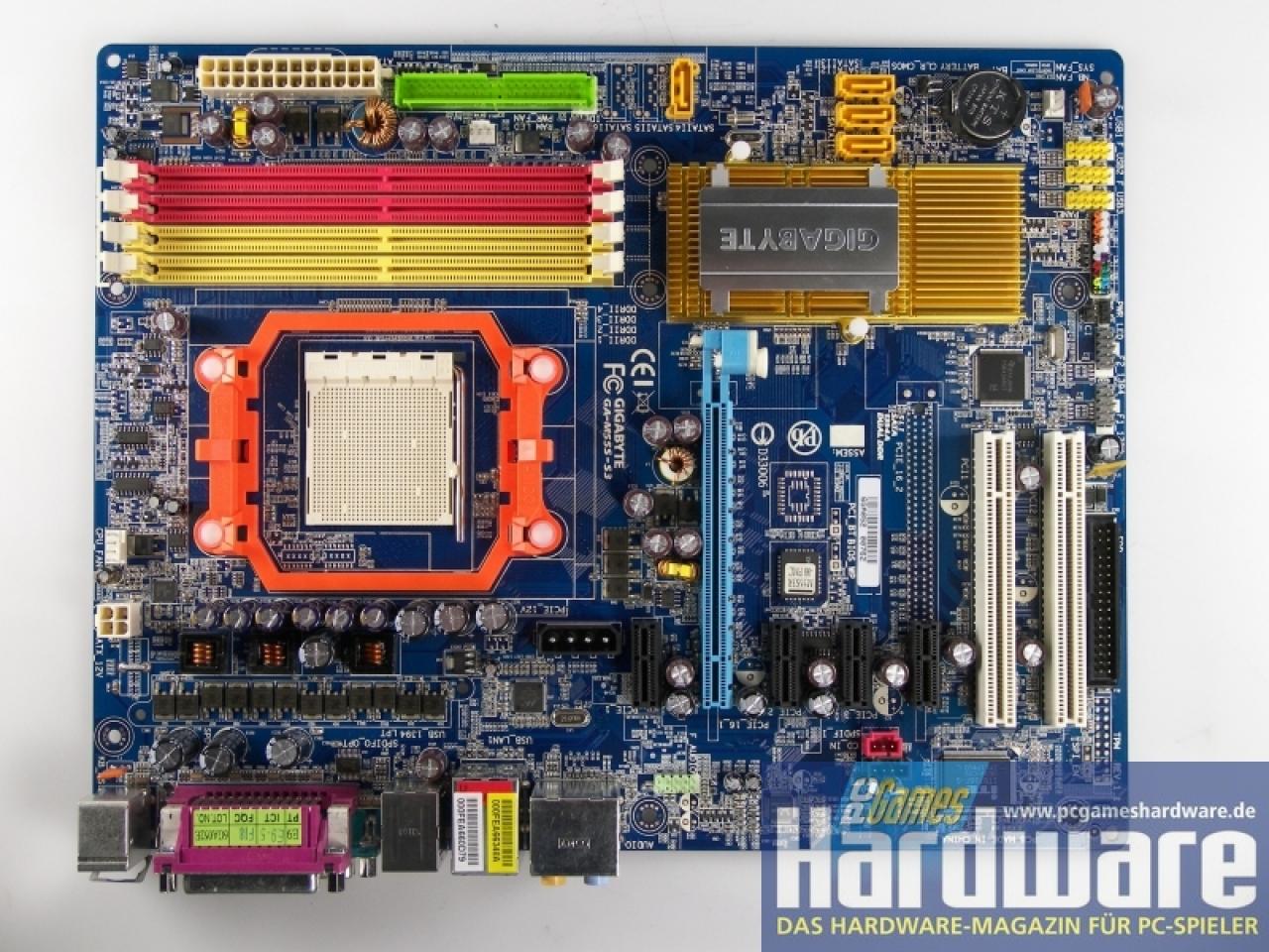 [07/09/2007] Gigabyte M55S-S3: Unsere AM2-Empfehlung kostet nur 65 Euro. (Bild: PCGH)