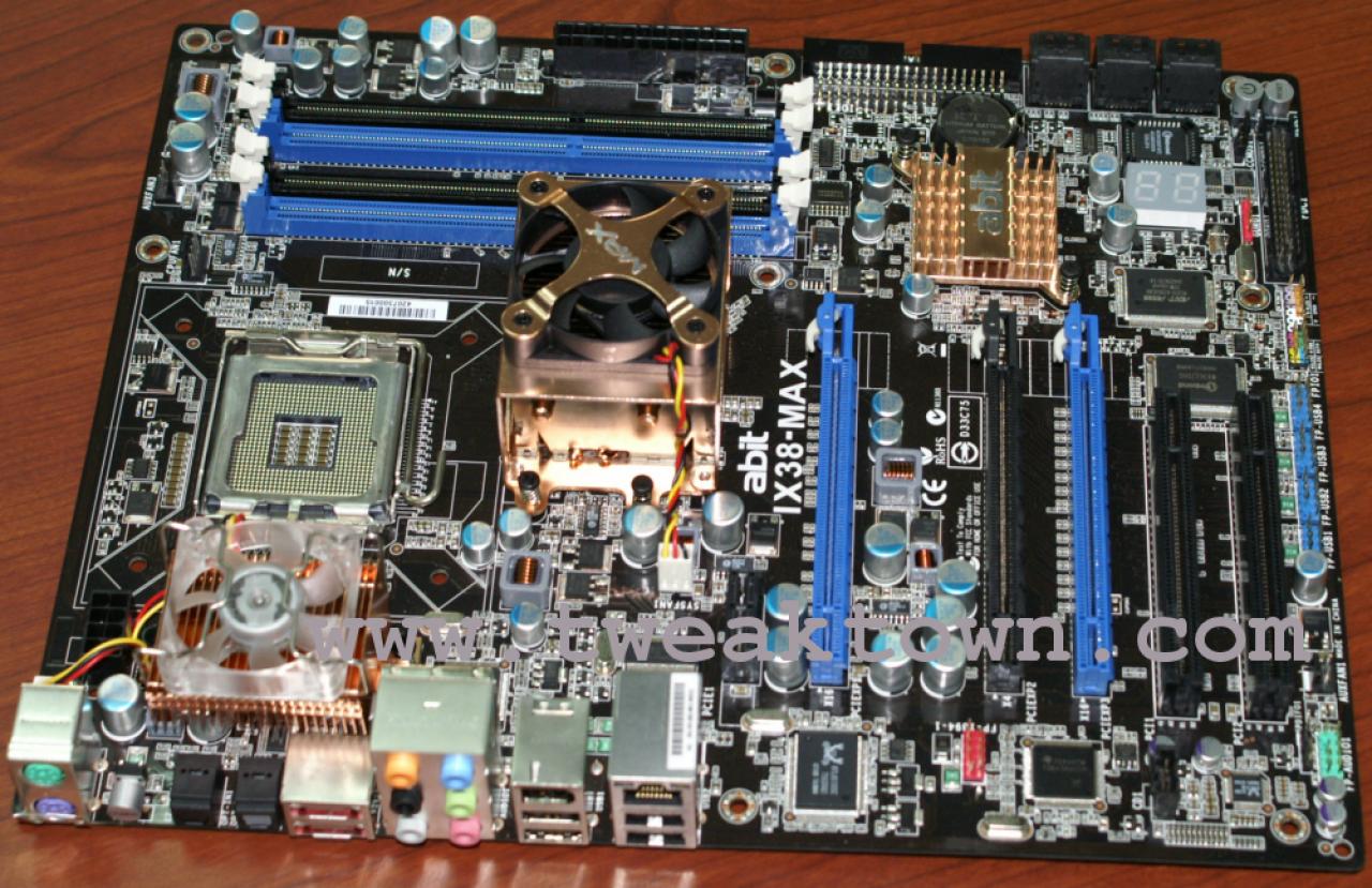 [08/09/2007] Abit IX38-Max: High-End-Platine ohne Heatpipe-Kühlung(Bild: Tweaktown.com)
