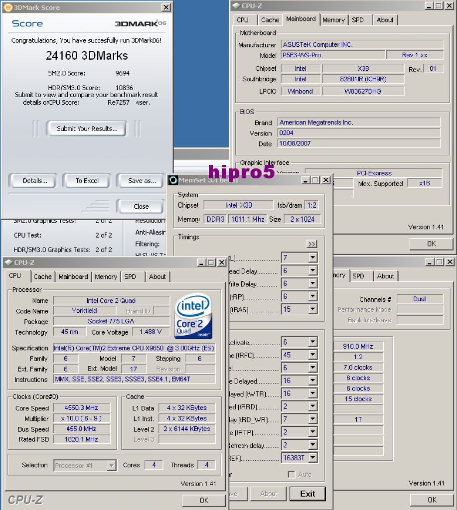 [18/10/2007] 3DMark06 4550MHz 1.49VCoreCF:880/990