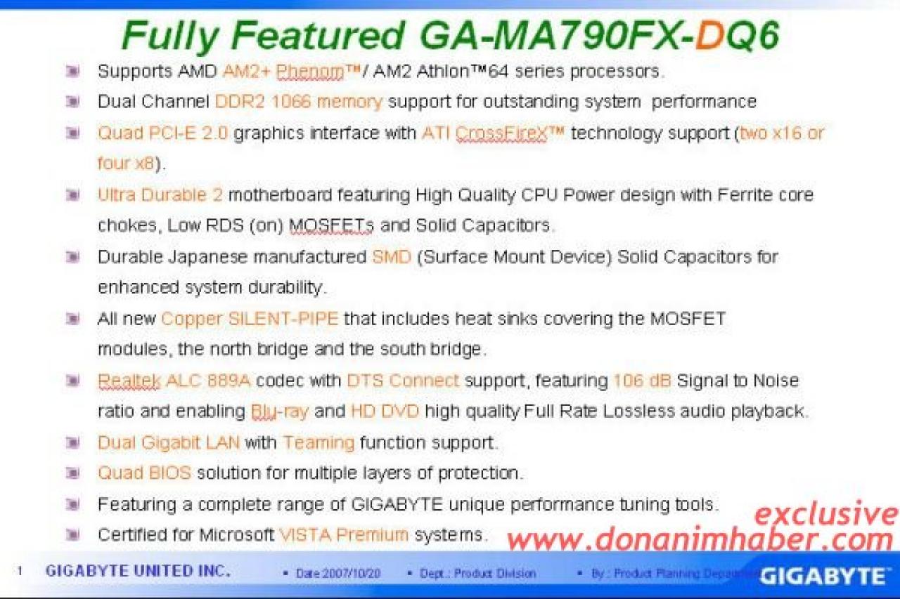 [20/10/2007] Gigabyte 790FX-DQ6 (Bild: forum.donanimhaber.com)