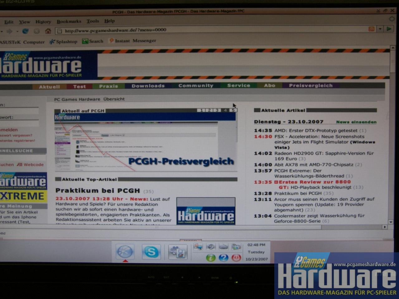 [26/10/2007] Express Gate beim Asus P5E3 Deluxe Wifi-AP @n (Bild: PCGH)