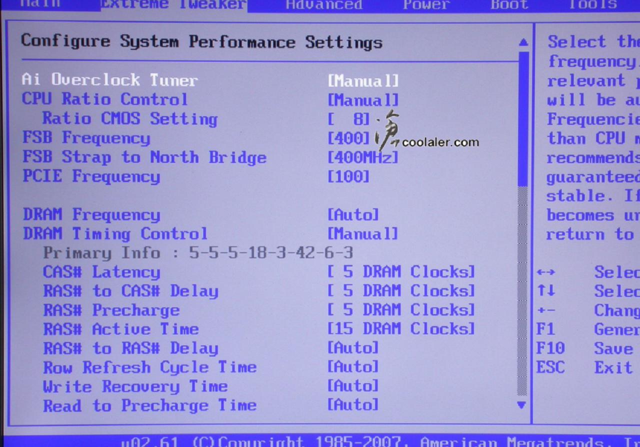 [18/11/2007] BIOS-Einstellung auf dem Asus Maximus Formula