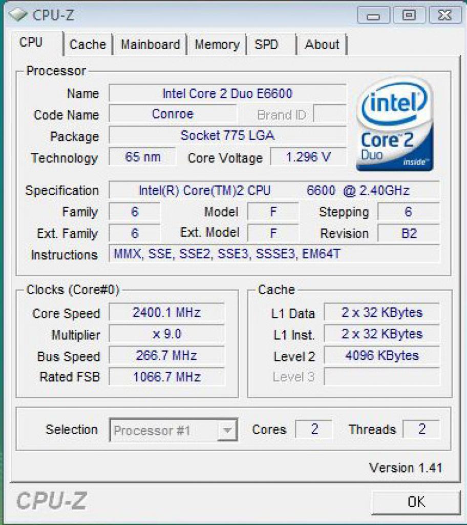 [28/11/2007] Conroe 2,4 GHz, FSB 1066