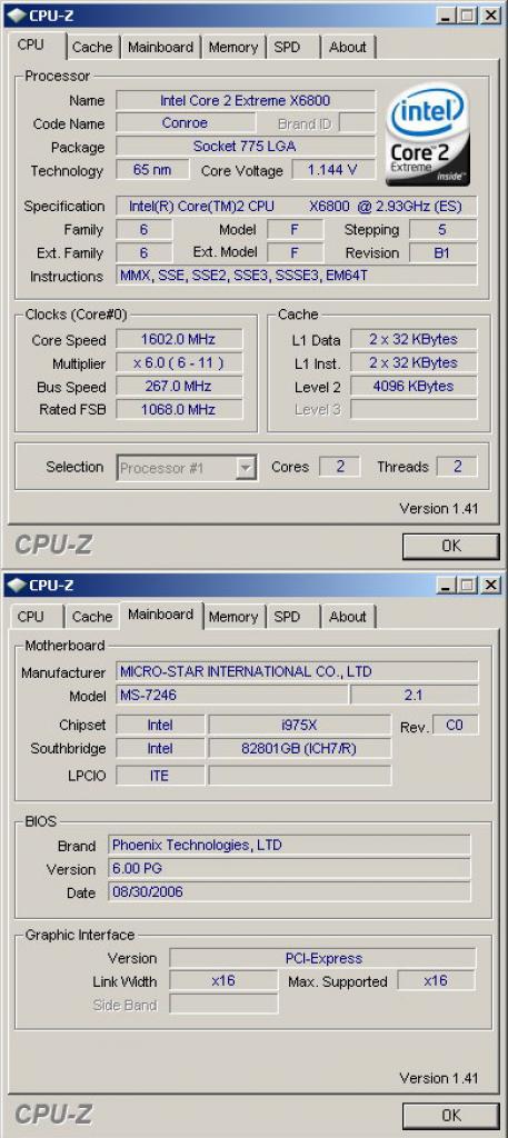 [03/11/2007] Verwendete CPU + Mainboard