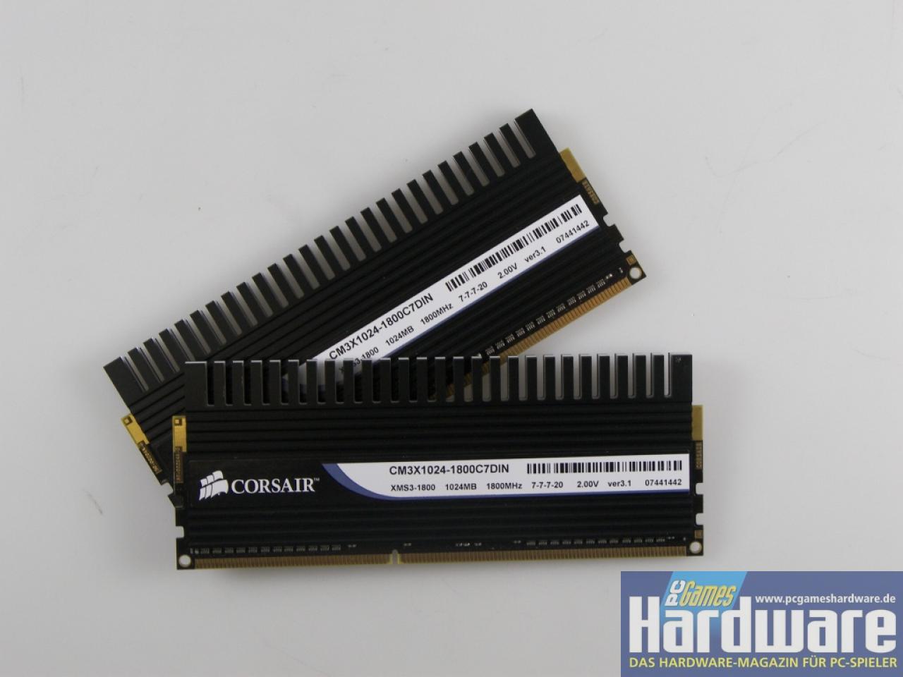 [27/11/2007] Corsair TWIN3X2048-1800C7DIN mit XMP-Unterstützung (Bild: PCGH)