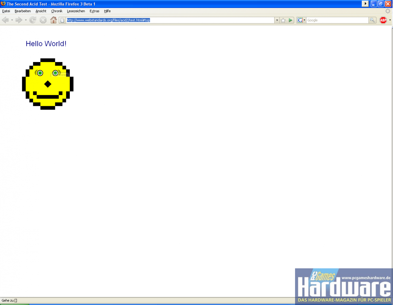 [22/11/2007] Acid2-Test mit Firefox 3.0 Beta 1