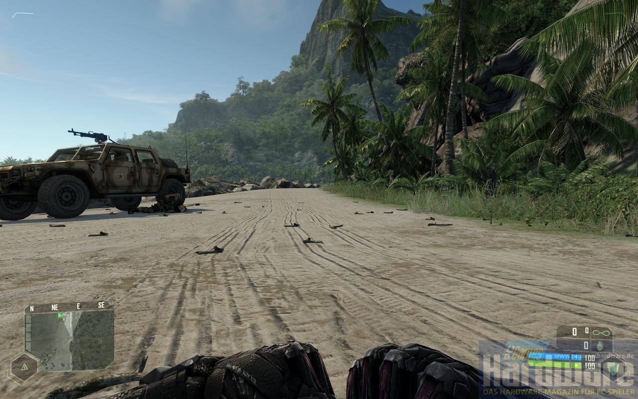 [02/11/2007] Crysis SP Demo(2.560x1.600, 4x MSAA, 16:1 AF): Parallax Occlussion Mapping Aus, 16:1 AF (Bild: PCGH)