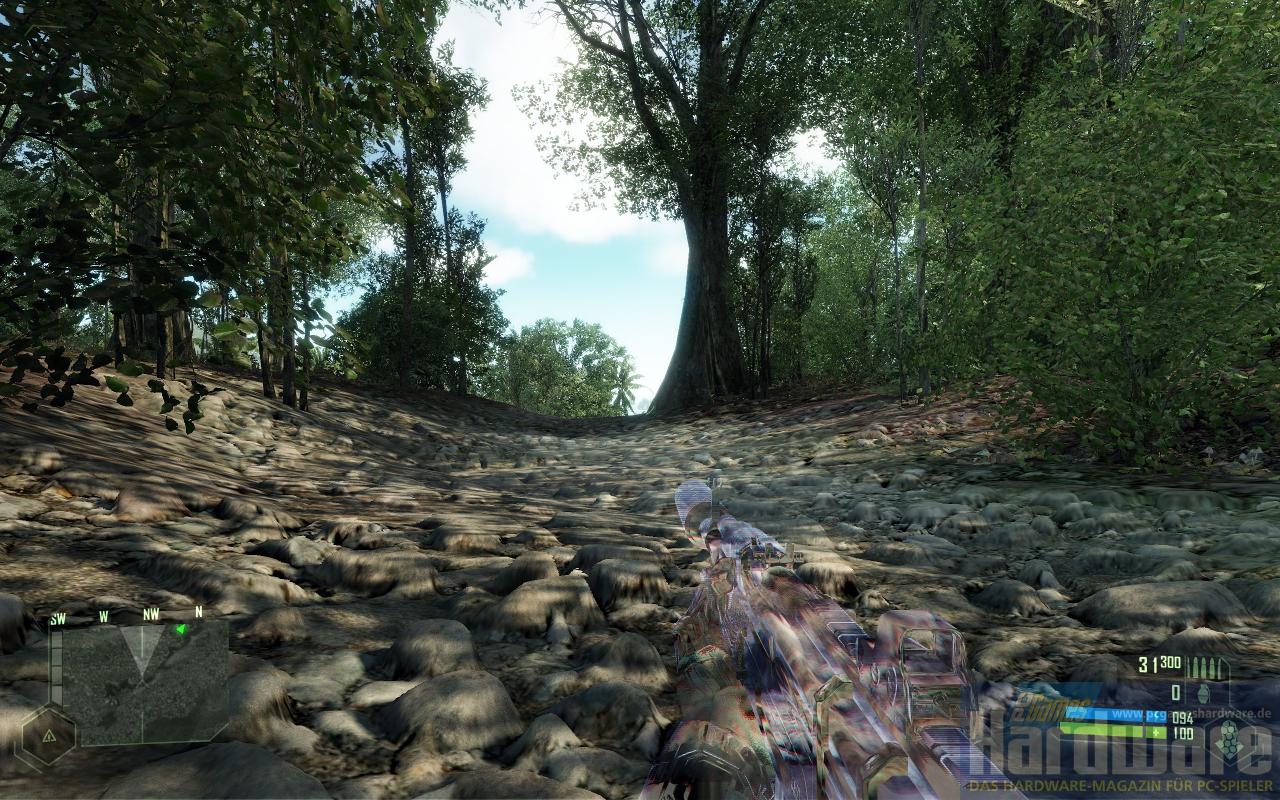 [02/11/2007] Crysis SP Demo(2.560x1.600, 4x MSAA, 16:1 AF): Parallax Occlussion Mapping An (Bild: PCGH)