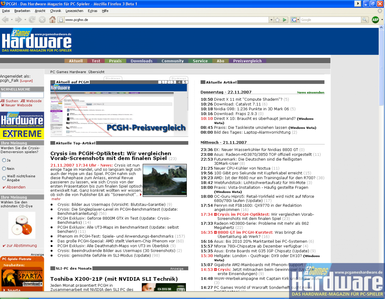 [22/11/2007] Firefox 3.0 Beta 1: Einige Plugins, wie zum Beispiel Adblock Plus, wurden bereits für die neue Firefox-Version angepasst und funktionieren ohne Probleme.