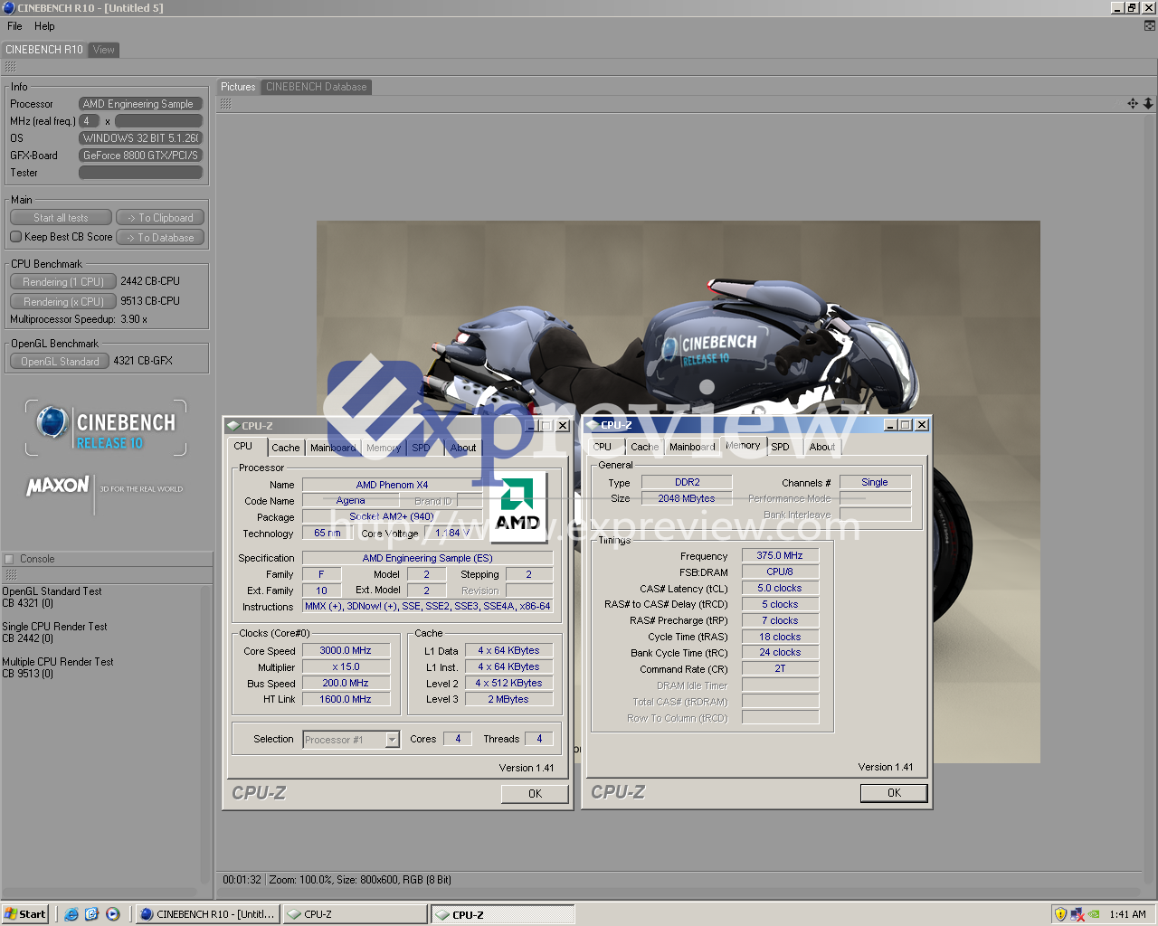 [07/11/2007] Cinebench-Werte (Bild: Expreview.com)