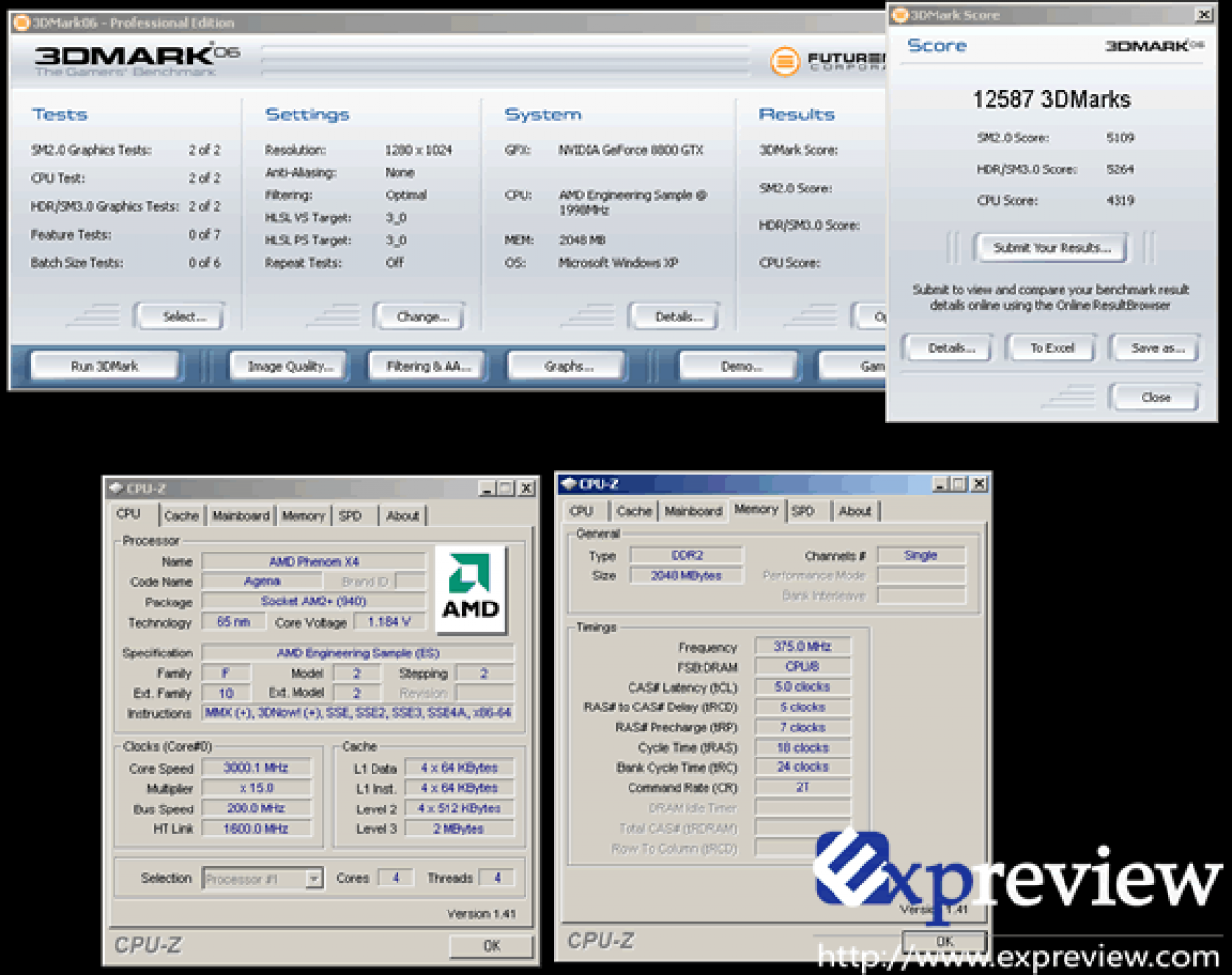 [07/11/2007] 3D-Mark-06-Score: Phenom X4 gegen den Rest der Welt bei 3 GHz. (Bild: Expreview.com)