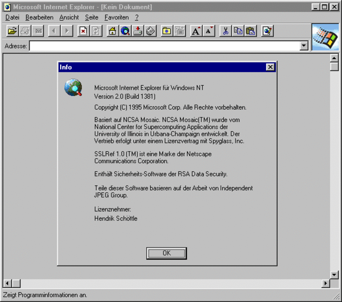 [26/11/2007] Der Internet Explorer 2.0 (Bild: schoettle.net)