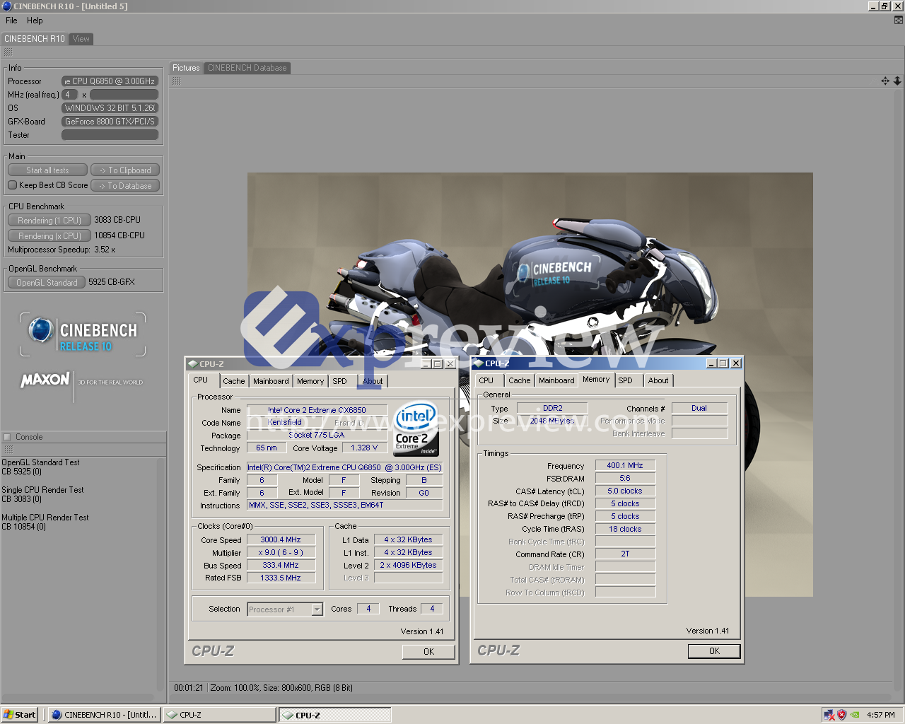 [07/11/2007] Cinebench-Werte (Bild: Expreview.com)