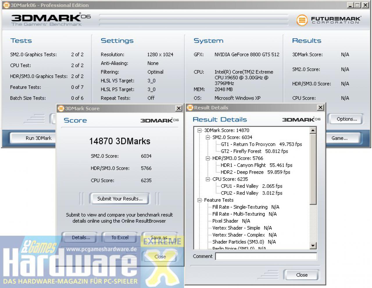 [11/12/2007] Benchmarks der Karte im Standardtakt von 650/1.625/972 MHz: