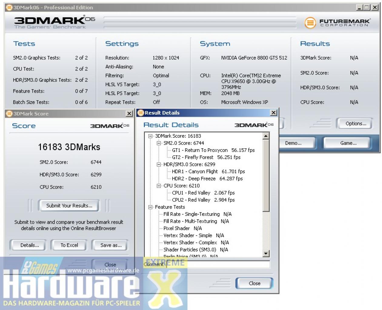 [11/12/2007] Benchmarks der übertakteten Karte mit 750/1.875/1.010 MHz: